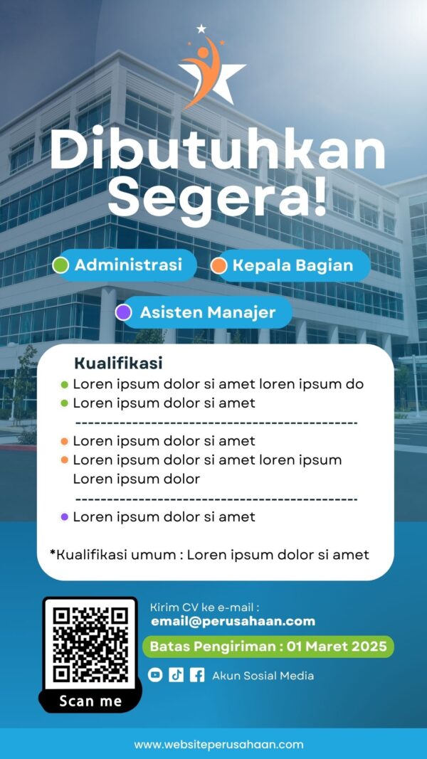 Desain Lowongan Kerja Modern Biru
